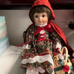 Royalton Collecion 8" Sitting Doll with basket and red cape
